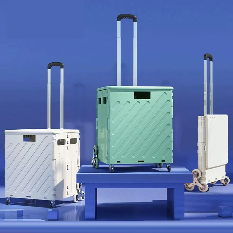 Pull Cart Fold - Leichter, gebürsteter Trolley, Gepäckwagen, zusammenklappbarer Express-Einkaufswagen