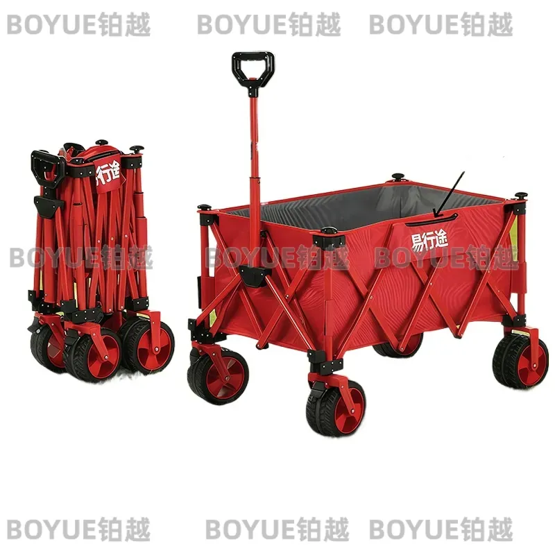 Pull Cart Fold - Tragbarer Express-Angelwagen, Campingwagen, Berg-Campingwagen, Outdoor-Camping-Klappwagen