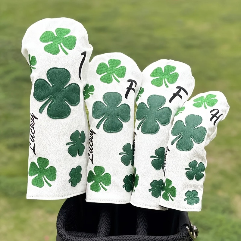 Golf Equipment Storage - Stilvolle Kleeblatt-Golfschlägerhauben – Robustes Weiß mit