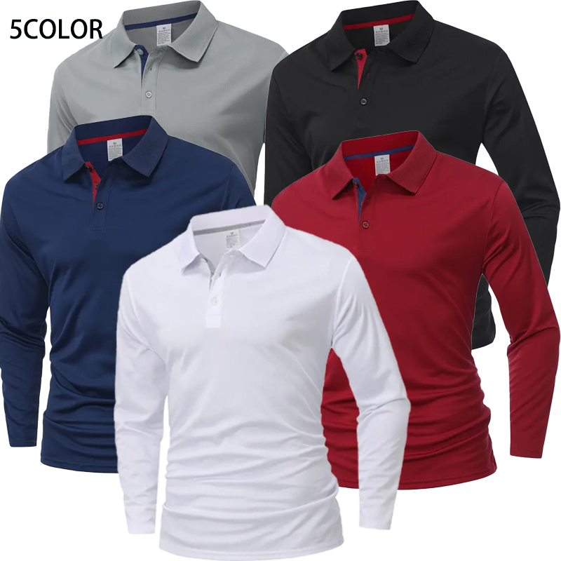 Golf Equipment Sales - Herren Langarm-Poloshirt Schnelltrocknend Atmungsaktives Sport-T-Shirt Lässige
