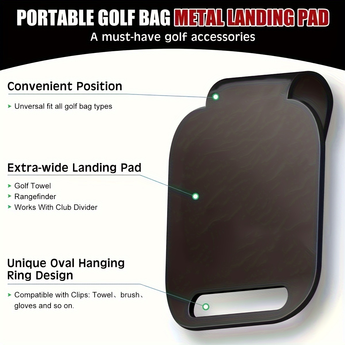 Golf Equipment Holder - Magnetischer Golftaschen-Landeplatz (9 x 8 cm)