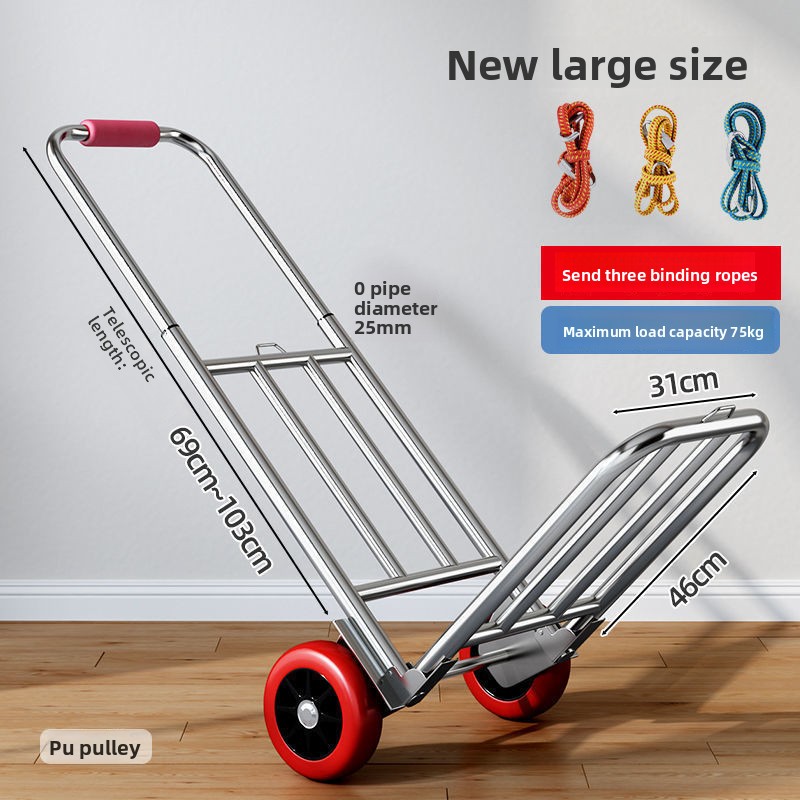 Pull Cart Fold - Handgezogener Wagen, zusammenklappbar, tragbar, für Gepäck,